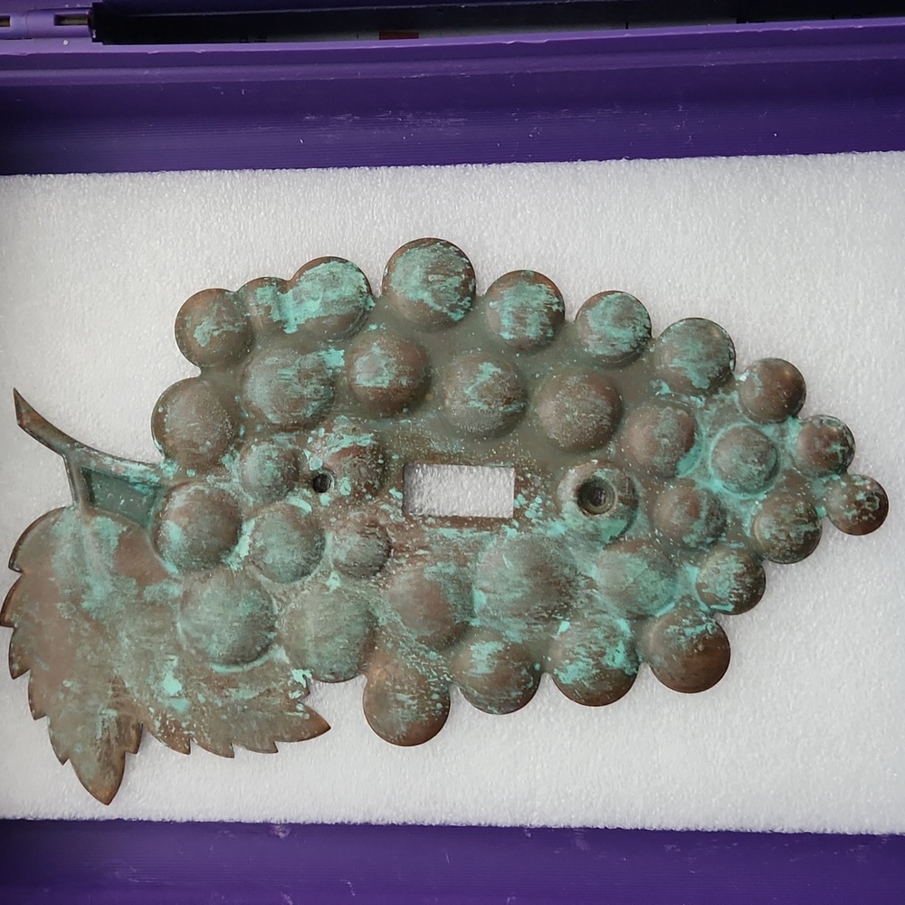 Grape Design Single Switch Plate Solid Copper Patina Blue Arts Metal USA See Mor